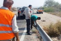 جمع‌آوری گاردریل‌های آسیب‌دیده محور بندر لنگه – بندر خمیر آغاز شد