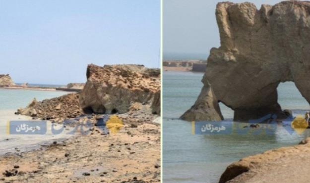 یکی از جاذبه‌های گردشگری جزیره هرمز فرو ریخت 